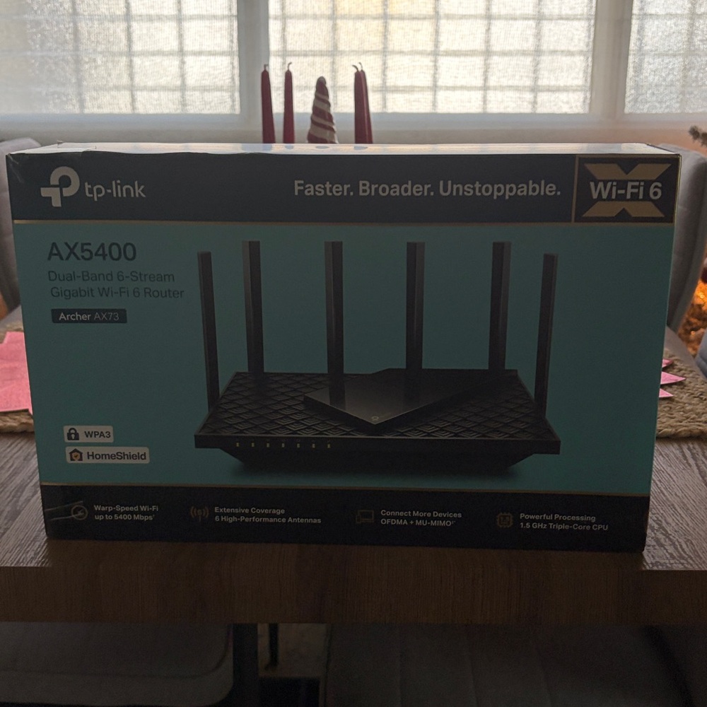 TP-Link AX5400 Wi-Fi 6 Router with Black Design- NEW never used